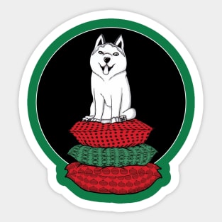 Cute White Husky Christmas colors Sticker